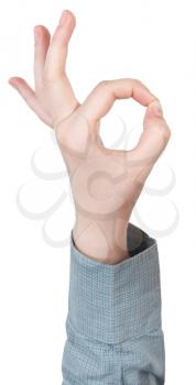 okay finger symbol - hand gesture isolated on white background