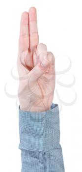 two fingers salute - hand gesture isolated on white background