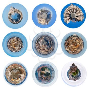 set of spherical Rome cityscapes and landmarks, Italy