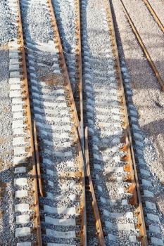 above view of rails on railroad