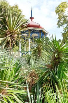 plants and pavilion in Nikitsky Botanical Garden, Crimea