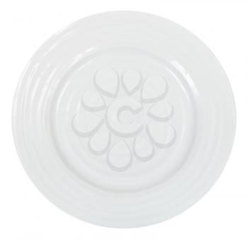 top view of white dinner plate isolated on white background