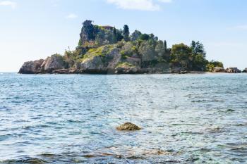 small island Isola Bella near Taormina resort, Sicily in spring