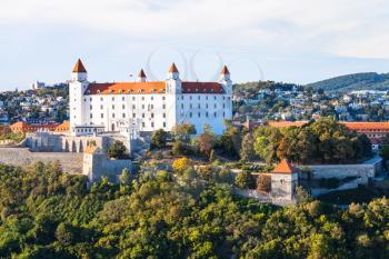 travel to Bratislava city - skyline of Bratislava city with castle, Slovakia