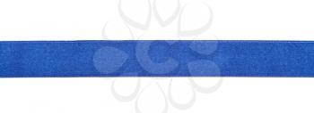 wide blue satin ribbon isolated on white background