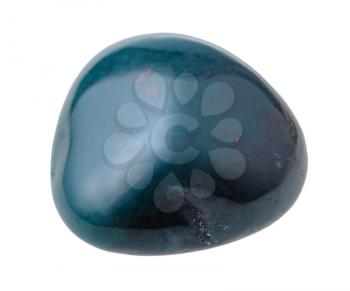 natural mineral gemstone - one heliotrope (bloodstone) gem stone isolated on white background close up