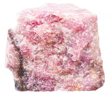 macro shooting of natural mineral stone - Rhodonite rock isolated on white background