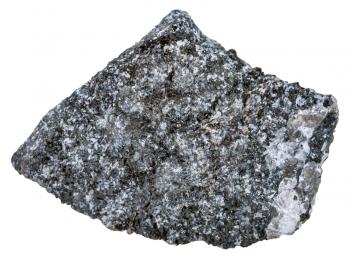macro shooting of metamorphic rock specimens - Amphibolite mineral isolated on white background