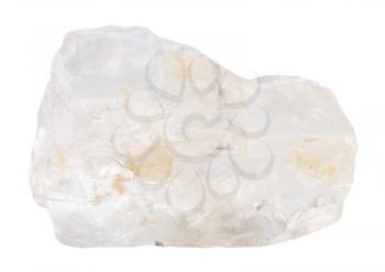macro shooting of specimen of natural mineral - Petalite (castorite) stone isolated on white background