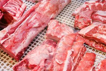 fresh raw meat in butcher shop in Verona city