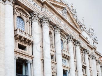 travel to Italy - facade of Papal Basilica of Saint Peter in Vatican city in evening twilight