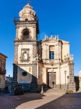 travel to Italy - front view of Saint Antonio church (Chiesa di Sant Antonio Abate) in Castiglione di Sicilia town in Sicily