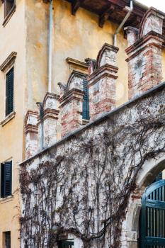 travel to Italy - outer wall of urban park giusti garden in Verona city in spring