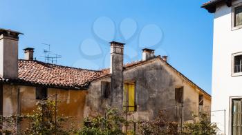 travel to Italy - old residential urban houses in Vicenza city in spring