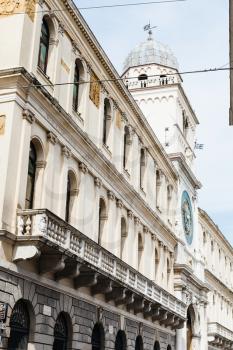 travel to Italy - facades of Palazzo del Capitanio, Clock Tower (torre dell'orologio), Palace of Camerlenghi on Piazza dei Signori in Padua