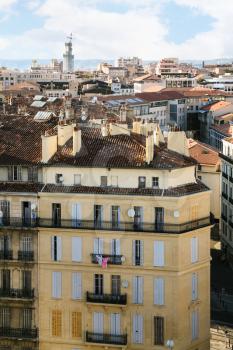 Travel to Provence, France - above view of residential houses in Marseilles city