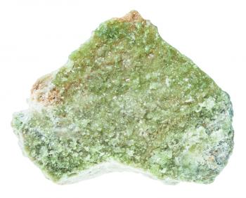 macro shooting of natural mineral rock - rough vesuvianite ( idocrase) crystals isolated on white background from Ural mountains, Russia