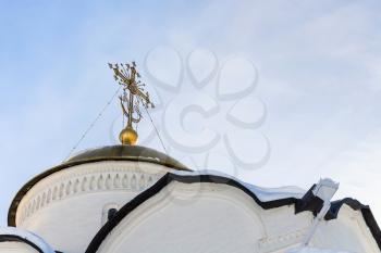top of Pokrovsky Cathedral in Convent of the Intercession (Pokrovskiy Monastery) in Suzdal town in winter
