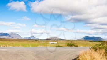 travel to Iceland - view of country with Laugarvatnsvegur road near Efri Reykir village in Iceland in september
