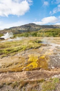 travel to Iceland - Haukadalur geyser area in autumn