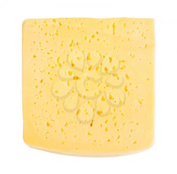 slice of yellow medium-hard cow's milk cheese isolated on white background