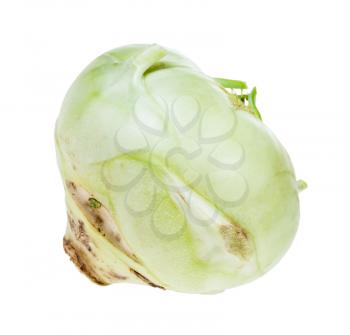 ripe root of kohlrabi cabbage isolated on white background