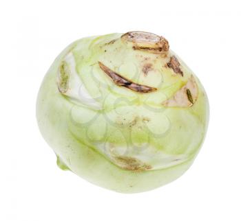fresh ripe root of kohlrabi cabbage isolated on white background