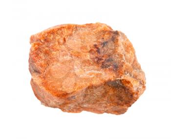 closeup of sample of natural mineral from geological collection - unpolished orthoclase rock isolated on white background
