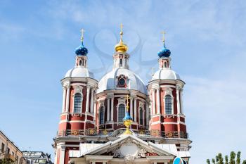 view of cupola of Temple of the Holy Martyr Clement I, Roman Pope (St Clement's Church) in Klimentovsky lane from Pyatnitskaya street in Moscow city