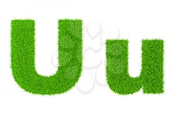 Grass letter U - ecology eco friendly concept character type