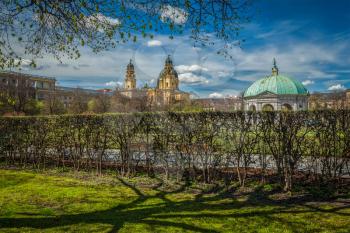 Pavilion in Hofgarten and Theatine Church. Munich, Bavaria, Germany