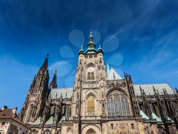 Gothic architecture - facade of St. Vitus Catherdal, Prague, Czech Republic