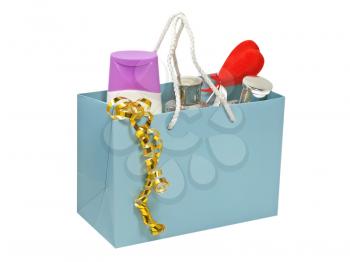 Gift set in bag isolated on a white background.
