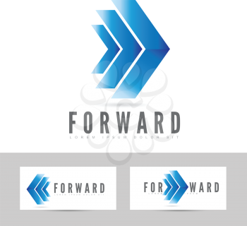 Moving forward blue logo arrow concept design
