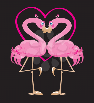couple of pink flamingos  and heart (I love Sun Beach)