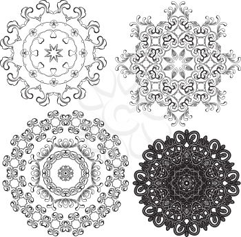 Set of circle backgrounds, Guilloche ornamental Elements for Certificate, Money, Diploma, Voucher, decorative round frames. 