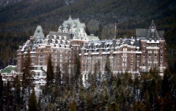 Banff Springs Hotel scenic view in Winter