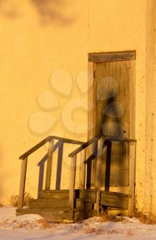 Sunset on old Schoolhouse abandoned in Saskatchewan