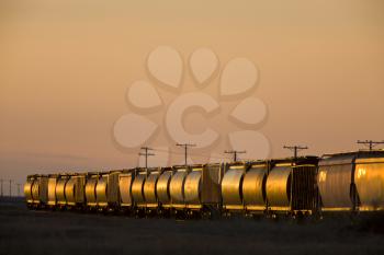 Train at Sunset Saskatchewan Canada