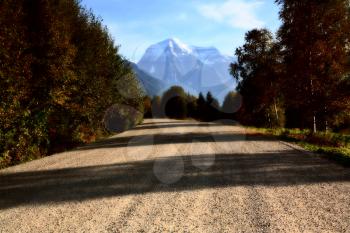 Road view of the Mount Robson