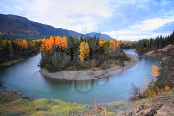 Autumn colors along Northern British Columbia river