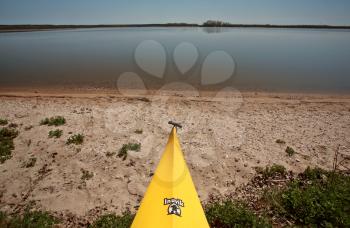 Kayak on beach at Lake Winnipeg