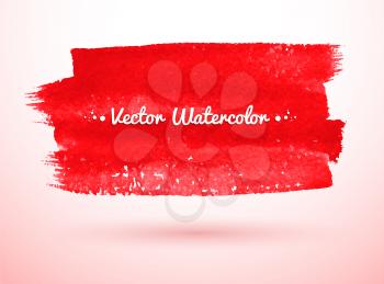 Red watercolor brush stroke banner. Vector illustration. Isolated.