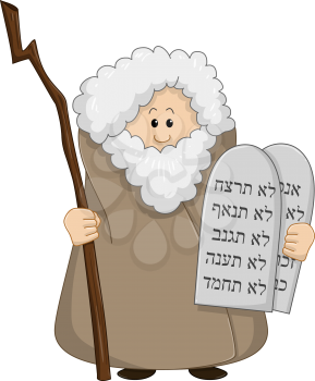 Vector illustration of Moses holding the ten commandments.