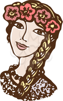 Vector graphic, artistic, stylized image of girl, Ukrainian