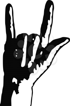 Vector graphic, artistic, stylized image of Human Hand, Rock And Roll Sign