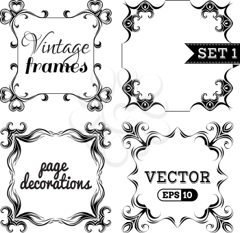 Ornate design elements and page decorations isolated on white background. There are places for text.