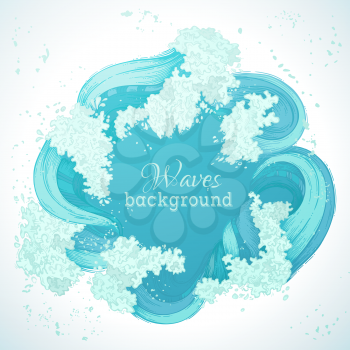 Sea/ocean decorative illustration. There is place for text in the center. 