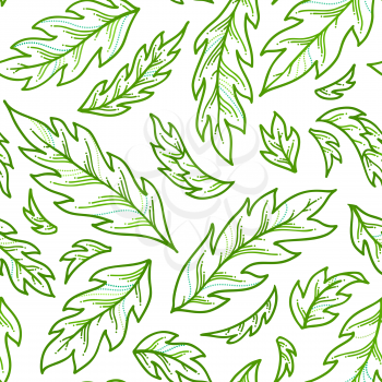 Contours of pinnate leaves on white background. Bright summer boundless background. Tileable design element.