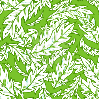 Contours of pinnate leaves on green background. Bright summer boundless background. Tileable design element.